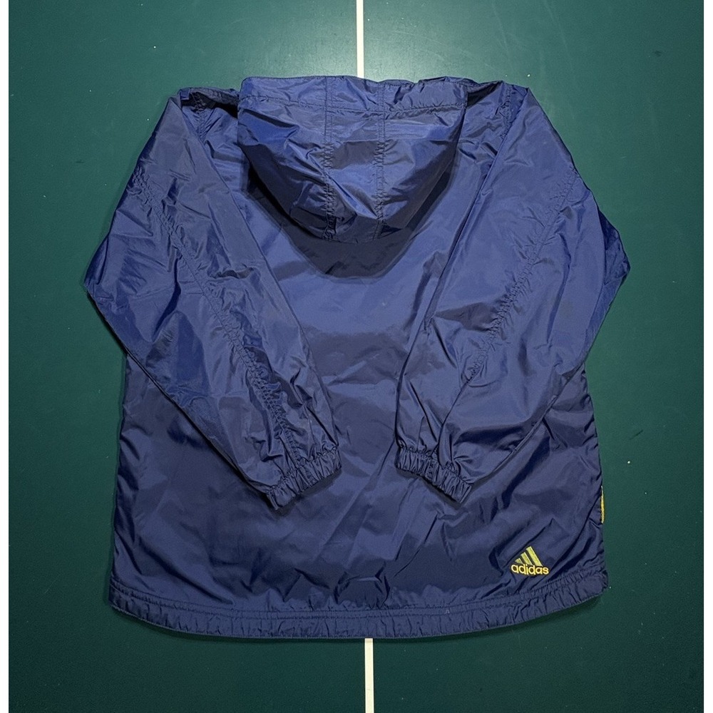 Vintage 90s Adidas 3 Stripe‎ Windbreaker Jacket Men's Large Blue Hooded Anorak - Picture 9 of 12